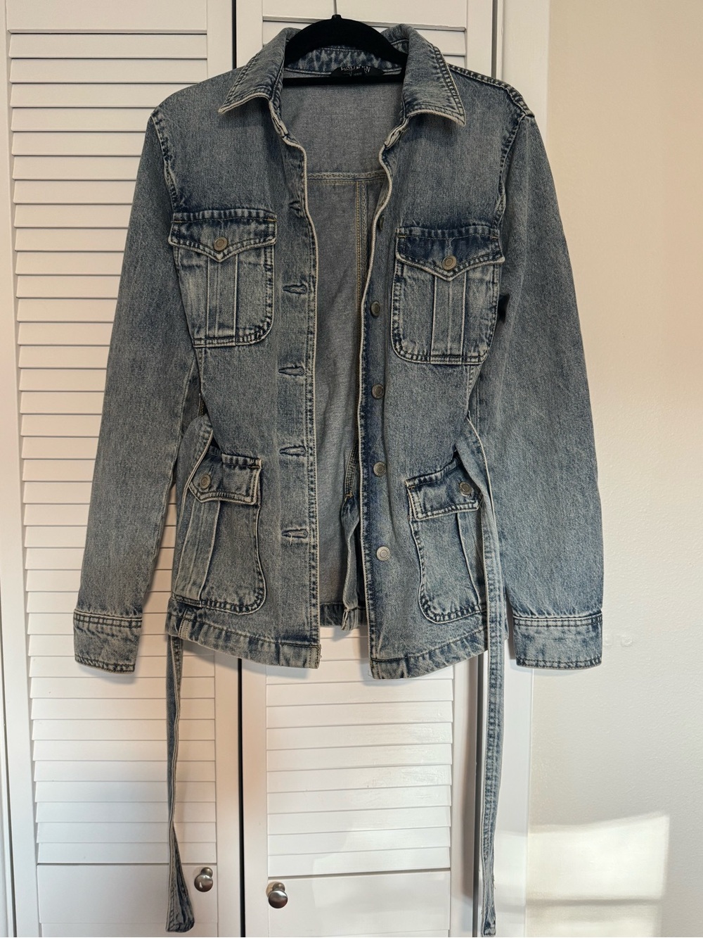 Lauren Ralph Lauren Light Blue Denim Belted Jean Jacket - Picture 6 of 6